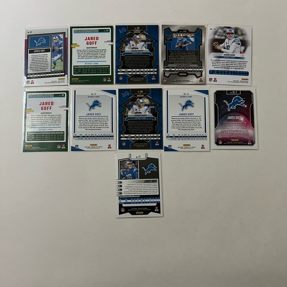 Jared Goff Lot of 11 NFL Football Trading Cards Detroit Lions 🏈🔥 QB Coolectible - Picture 2 of 2